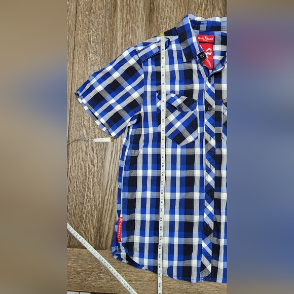 ✂️💀Y2K Marc Ecko Cut & Sew Men’s 💀✂️ Short-Sleeve Button-Up Shirt Size Medium - Picture 3 of 9